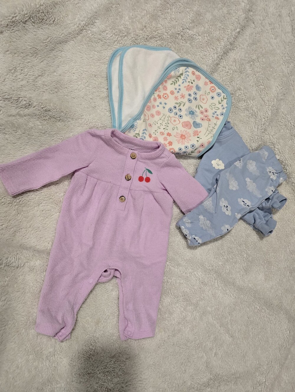 Cat & Jack Baby Blue Zip Romper with Smiling Cloud